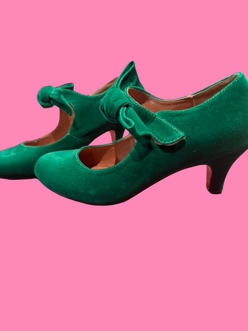 Women's Mary Jane Pumps with Heel Vintage Shoes Retro Cute Bow Round Toe - Picture 2 of 9